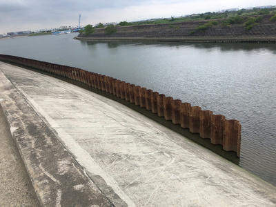 一級河川鍋田川地震・高潮対策工事が竣工しました